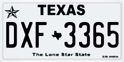 TX license plate DXF3365