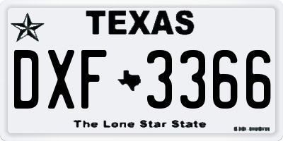 TX license plate DXF3366
