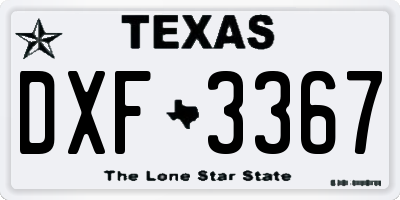 TX license plate DXF3367