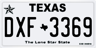 TX license plate DXF3369