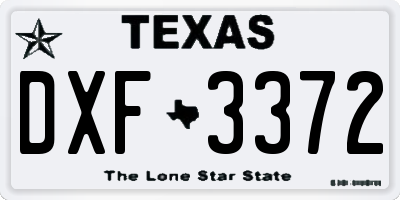 TX license plate DXF3372