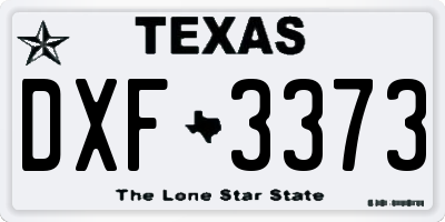TX license plate DXF3373