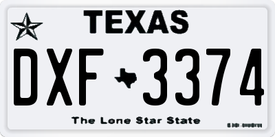 TX license plate DXF3374