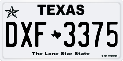 TX license plate DXF3375
