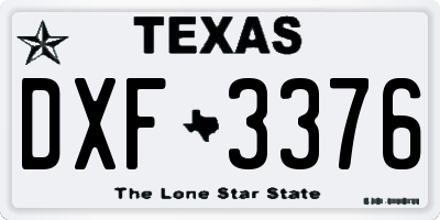 TX license plate DXF3376