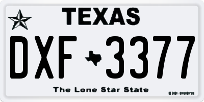 TX license plate DXF3377