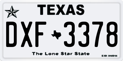 TX license plate DXF3378