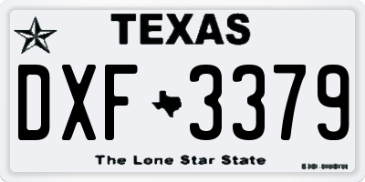 TX license plate DXF3379