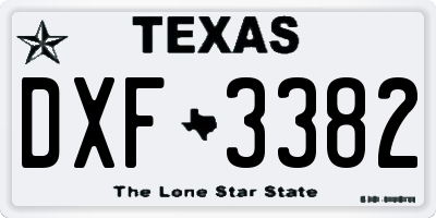 TX license plate DXF3382