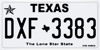 TX license plate DXF3383