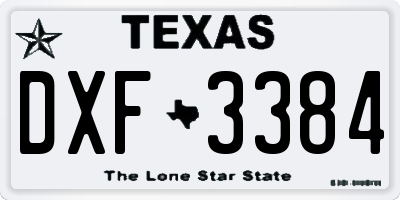 TX license plate DXF3384
