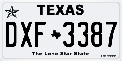 TX license plate DXF3387