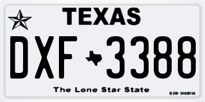 TX license plate DXF3388