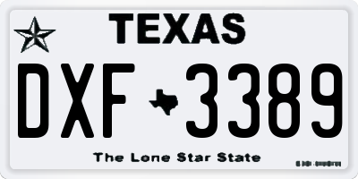 TX license plate DXF3389