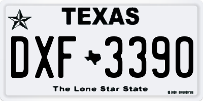 TX license plate DXF3390