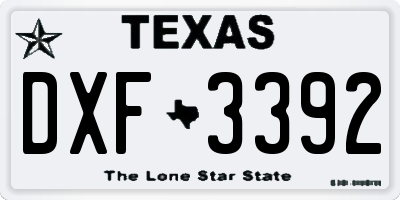 TX license plate DXF3392
