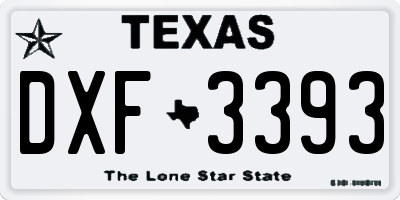 TX license plate DXF3393