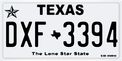 TX license plate DXF3394