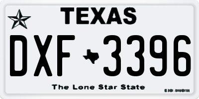 TX license plate DXF3396