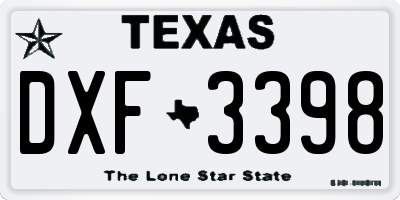TX license plate DXF3398