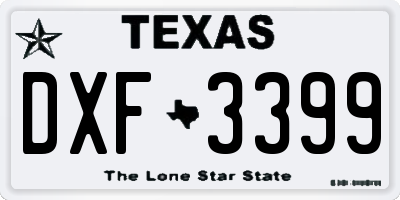 TX license plate DXF3399
