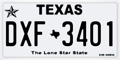 TX license plate DXF3401