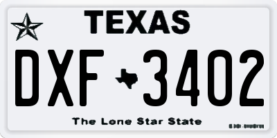 TX license plate DXF3402