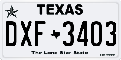 TX license plate DXF3403