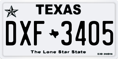 TX license plate DXF3405