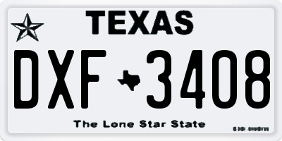 TX license plate DXF3408