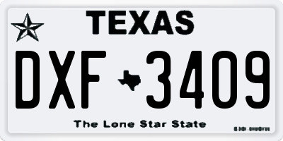 TX license plate DXF3409