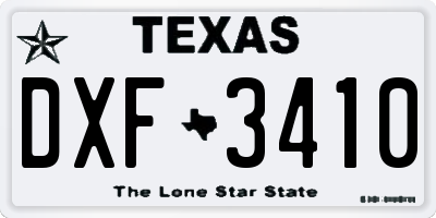 TX license plate DXF3410