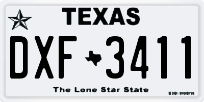 TX license plate DXF3411