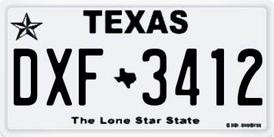 TX license plate DXF3412