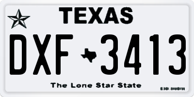 TX license plate DXF3413