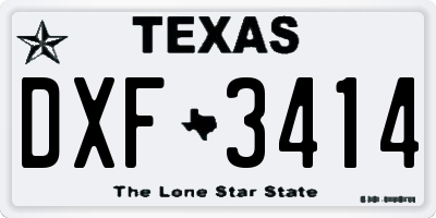 TX license plate DXF3414