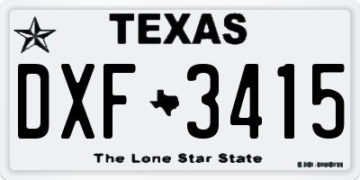TX license plate DXF3415