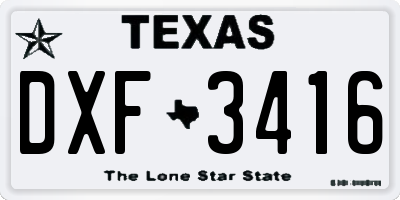 TX license plate DXF3416