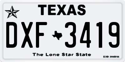 TX license plate DXF3419