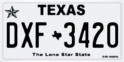 TX license plate DXF3420