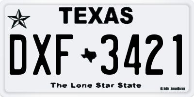 TX license plate DXF3421
