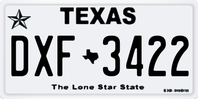 TX license plate DXF3422