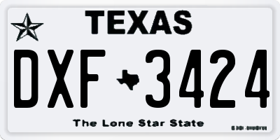 TX license plate DXF3424