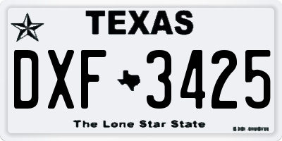 TX license plate DXF3425