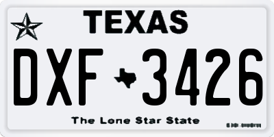 TX license plate DXF3426