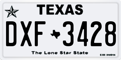 TX license plate DXF3428