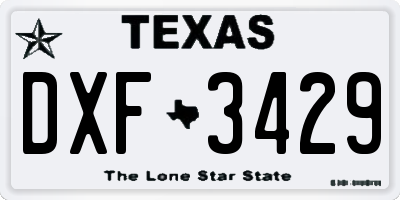 TX license plate DXF3429