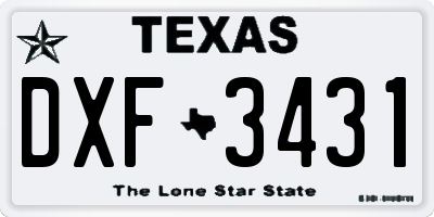 TX license plate DXF3431