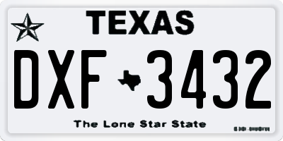 TX license plate DXF3432