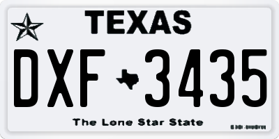 TX license plate DXF3435